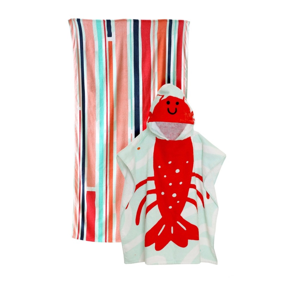 Kid & Adult Velour Beach Towel, Crab